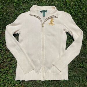 Gold and Cream Ralph Lauren zip up Sweater